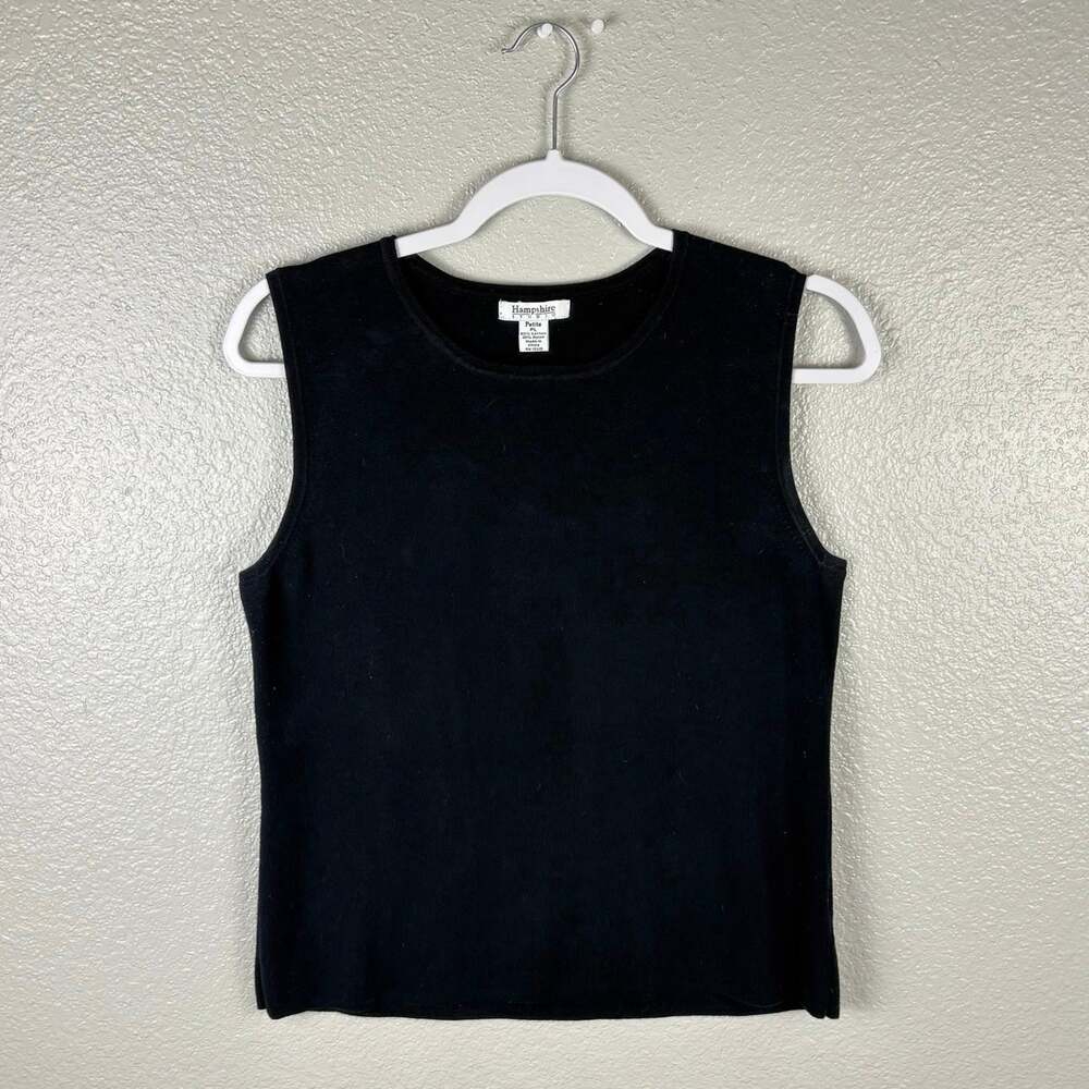 Hampshire Studio Petite Large Black Sleeveless Knit Round Neck Blouse Top Shirt